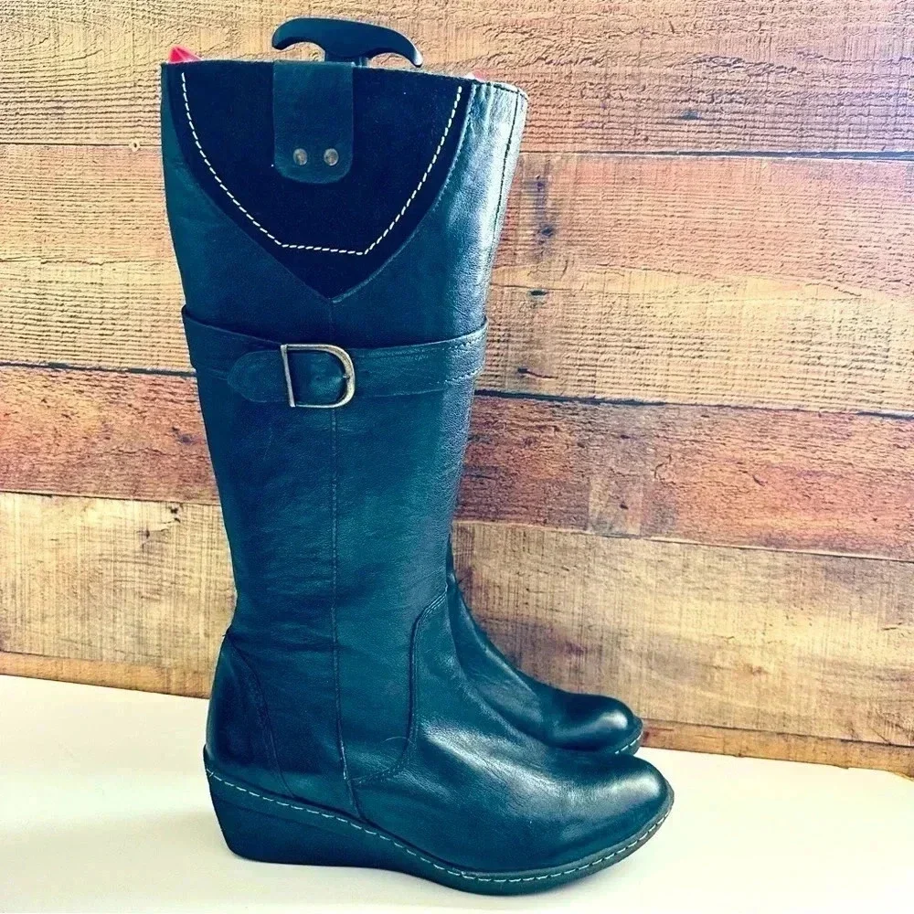 Alpe Made in Spain Leather Knee High Wedged Boots
